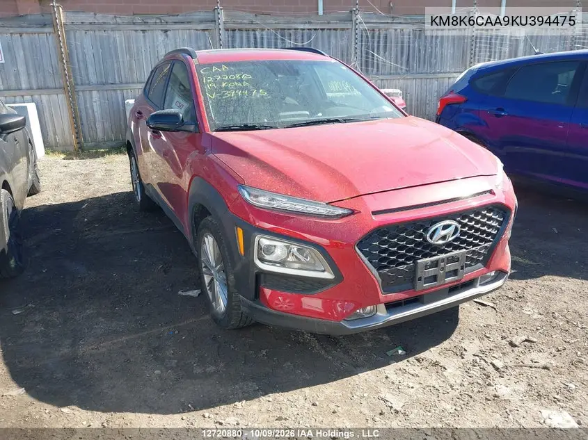 HYUNDAI KONA 2019, VIN KM8K6CAA9KU394475