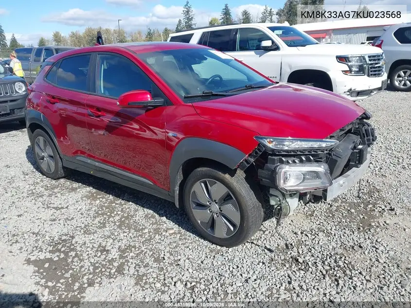 HYUNDAI KONA 2019, VIN KM8K33AG7KU023568