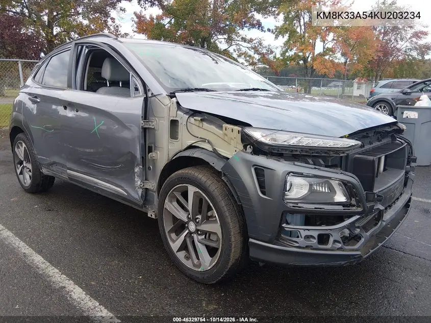 HYUNDAI KONA 2019, VIN KM8K33A54KU203234