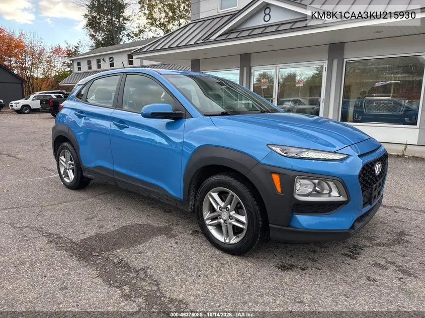 HYUNDAI KONA 2019, VIN KM8K1CAA3KU215930