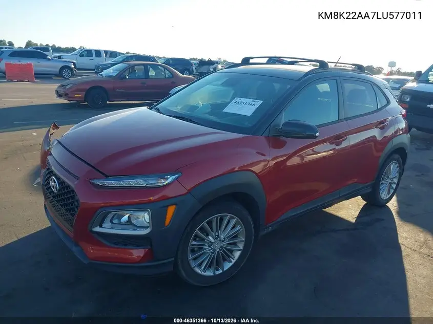2020 HYUNDAI KONA VIN KM8K22AA7LU577011 — фото 2