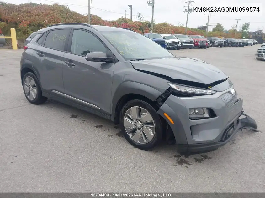 HYUNDAI KONA 2021, VIN KM8K23AG0MU099574