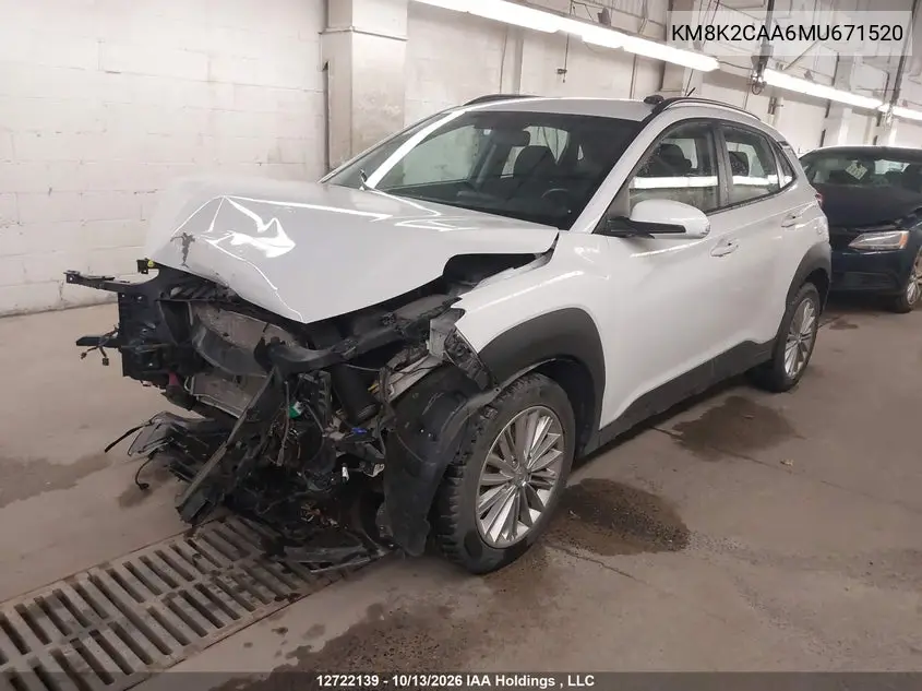 2021 HYUNDAI KONA VIN KM8K2CAA6MU671520 — фото 2