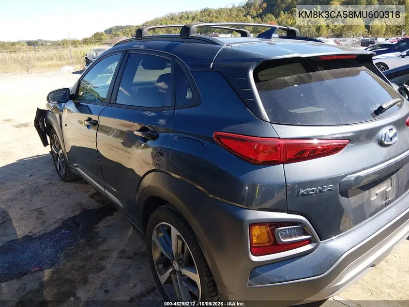 2021 HYUNDAI KONA VIN KM8K3CA58MU600318 — фото 3