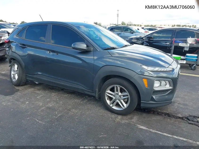HYUNDAI KONA 2021, VIN KM8K12AA3MU706060