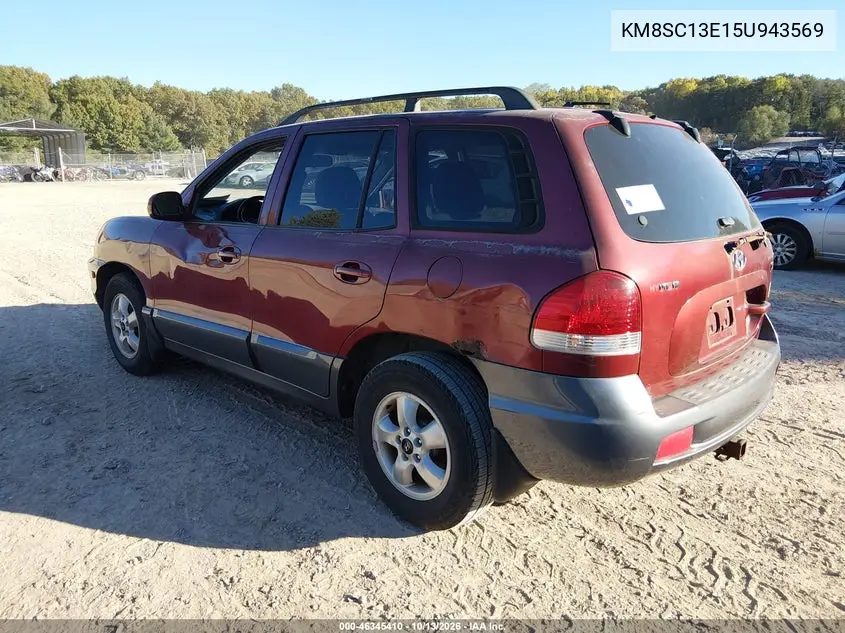 2005 HYUNDAI SANTA FE VIN KM8SC13E15U943569 — фото 3