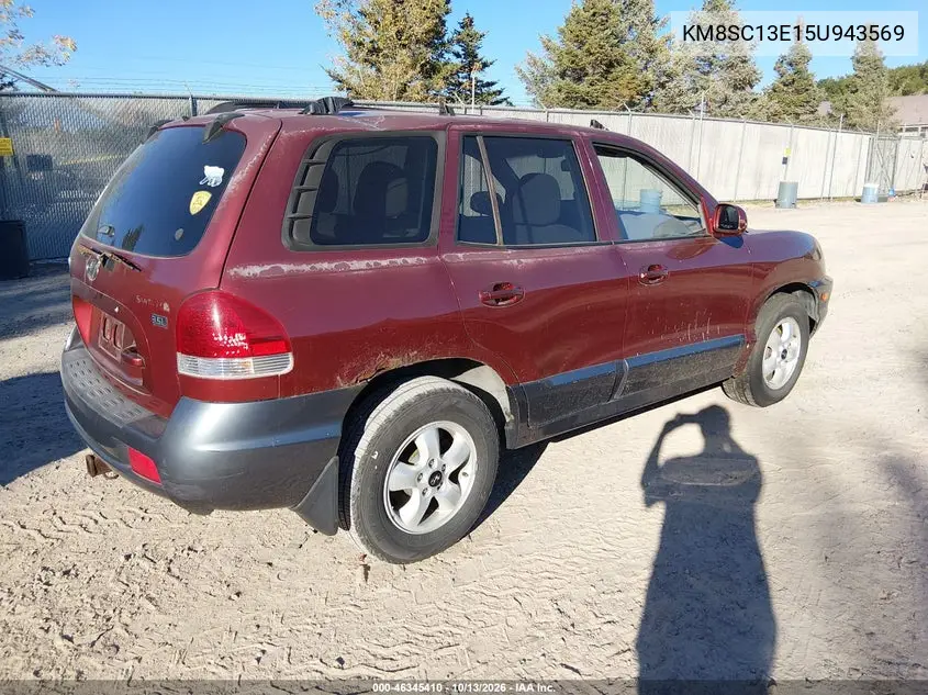 2005 HYUNDAI SANTA FE VIN KM8SC13E15U943569 — фото 4