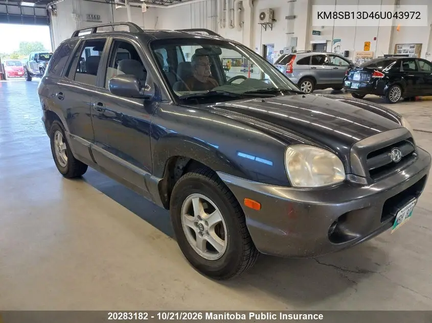HYUNDAI SANTA FE 2006, VIN KM8SB13D46U043972