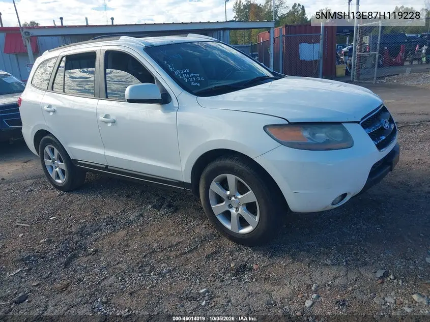 HYUNDAI SANTA FE 2007, VIN 5NMSH13E87H119228