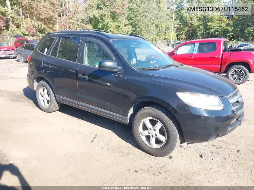 HYUNDAI SANTA FE 2007, VIN KM8SG13D67U115452