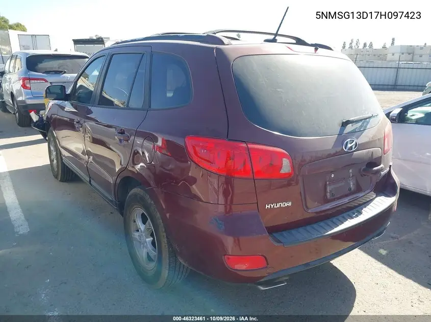 2007 HYUNDAI SANTA FE VIN 5NMSG13D17H097423 — фото 3