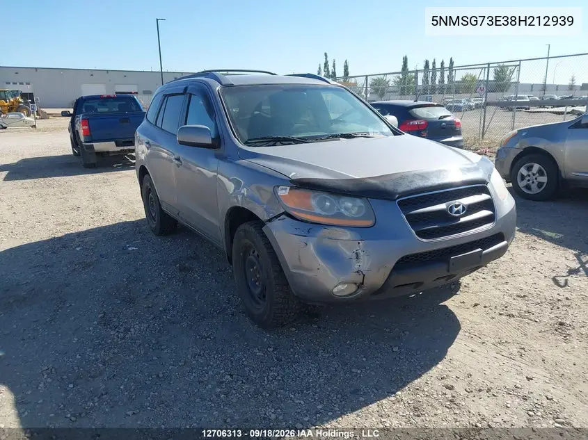 HYUNDAI SANTA FE 2008, VIN 5NMSG73E38H212939