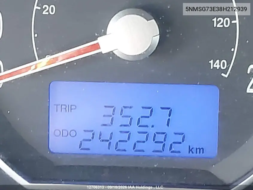 2008 HYUNDAI SANTA FE VIN 5NMSG73E38H212939 — фото 15