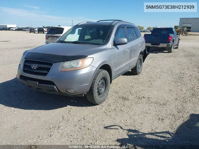 2008 HYUNDAI SANTA FE VIN 5NMSG73E38H212939 — фото 2