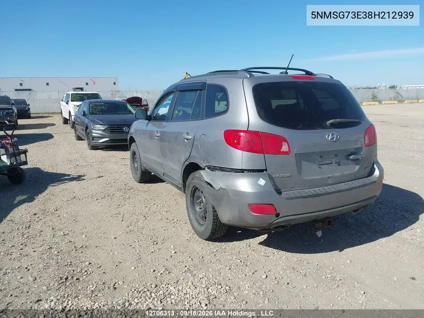 2008 HYUNDAI SANTA FE VIN 5NMSG73E38H212939 — фото 3