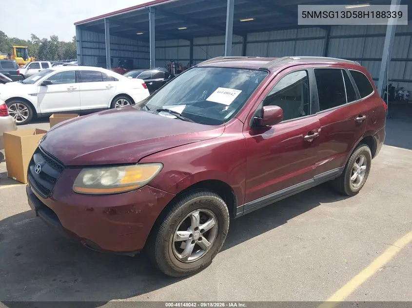 2008 HYUNDAI SANTA FE VIN 5NMSG13D58H188339 — фото 2