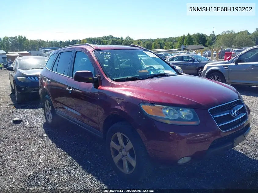 HYUNDAI SANTA FE 2008, VIN 5NMSH13E68H193202