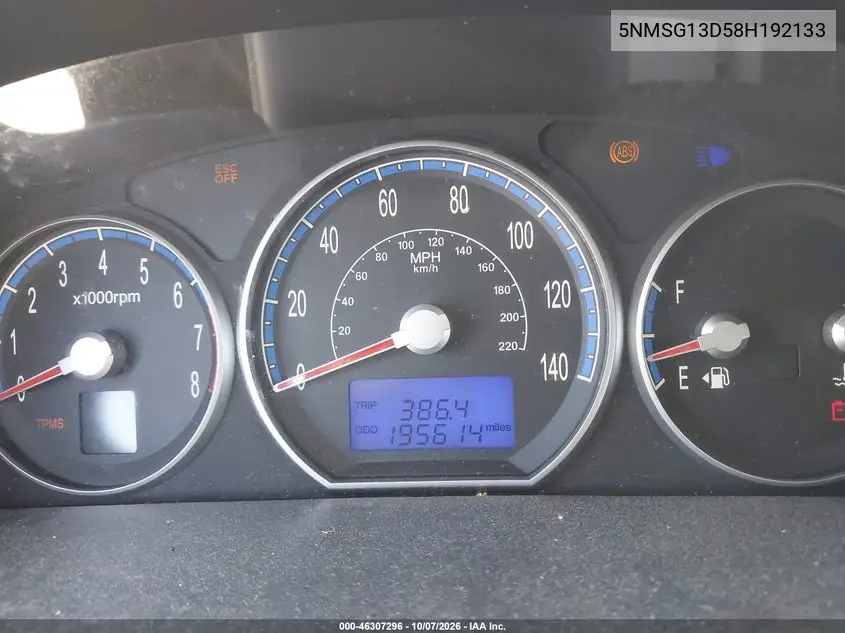 2008 HYUNDAI SANTA FE VIN 5NMSG13D58H192133 — фото 7