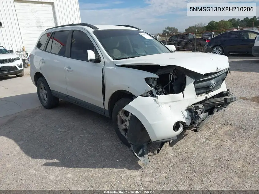 HYUNDAI SANTA FE 2008, VIN 5NMSG13DX8H210206