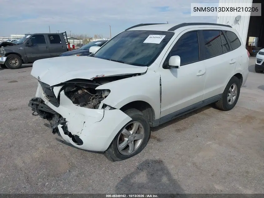 2008 HYUNDAI SANTA FE VIN 5NMSG13DX8H210206 — фото 2