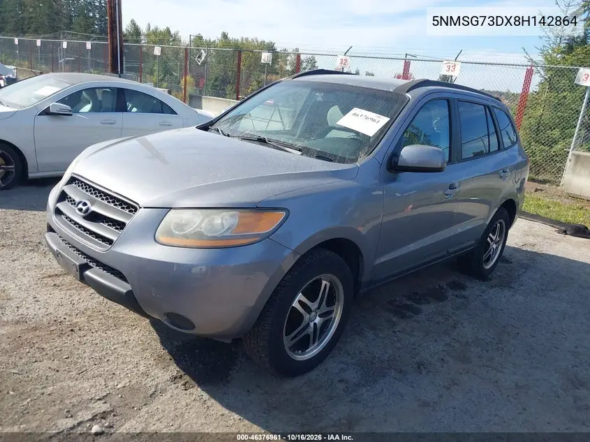 2008 HYUNDAI SANTA FE VIN 5NMSG73DX8H142864 — фото 2