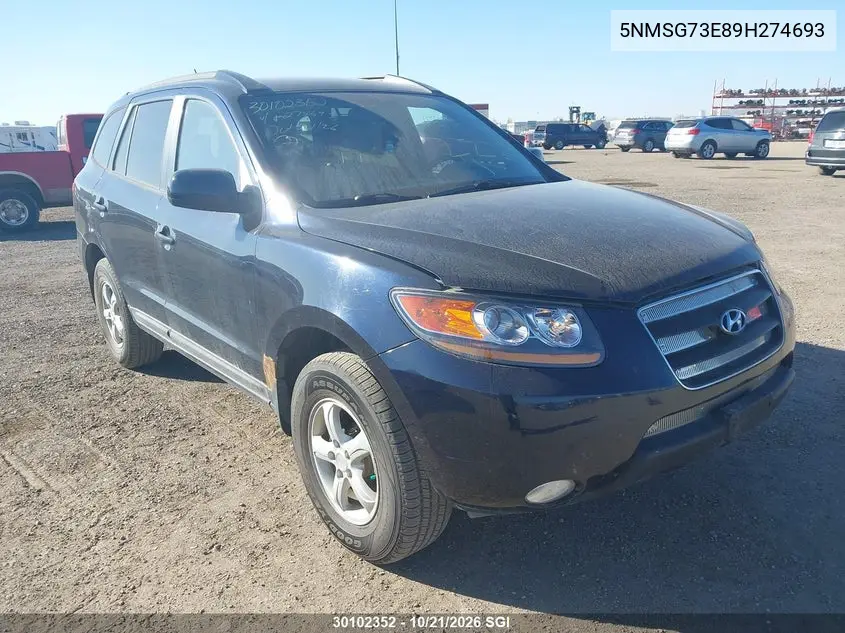 HYUNDAI SANTA FE 2009, VIN 5NMSG73E89H274693
