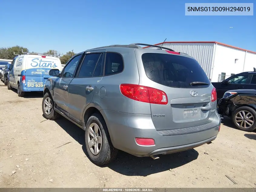 2009 HYUNDAI SANTA FE VIN 5NMSG13D09H294019 — фото 3