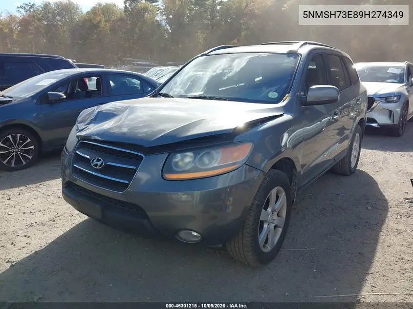 2009 HYUNDAI SANTA FE VIN 5NMSH73E89H274349 — фото 2