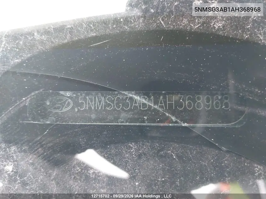 2010 HYUNDAI SANTA FE VIN 5NMSG3AB1AH368968 — фото 19