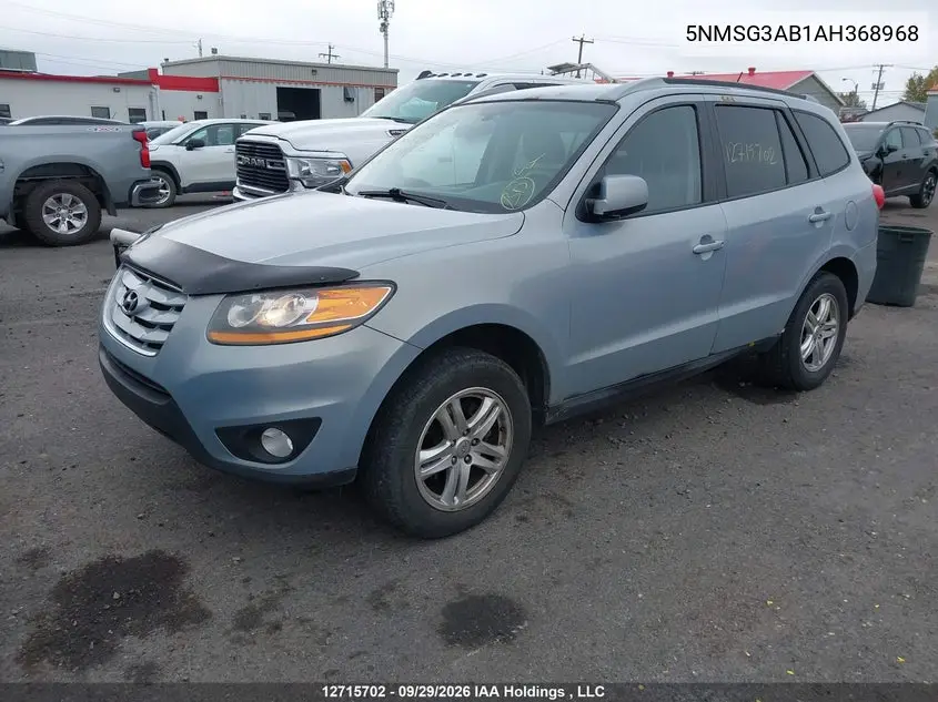 2010 HYUNDAI SANTA FE VIN 5NMSG3AB1AH368968 — фото 2
