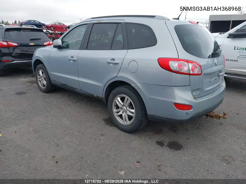 2010 HYUNDAI SANTA FE VIN 5NMSG3AB1AH368968 — фото 3