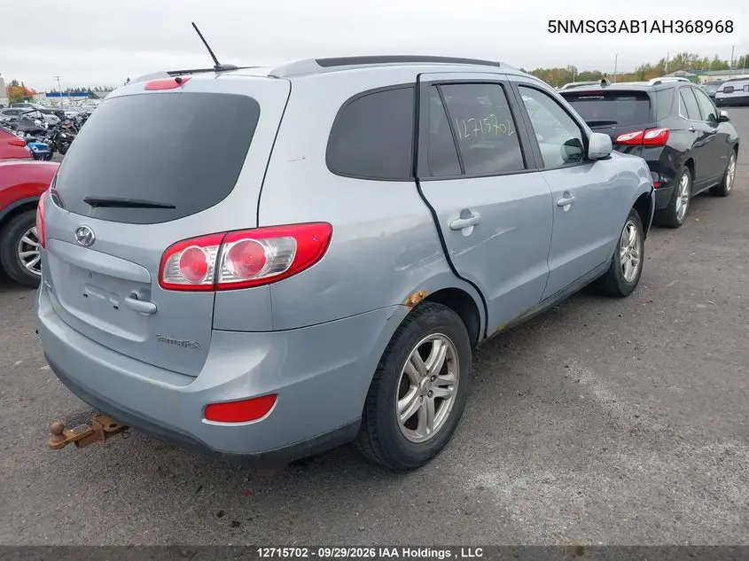 2010 HYUNDAI SANTA FE VIN 5NMSG3AB1AH368968 — фото 4