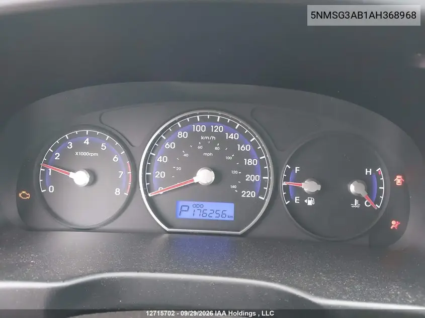 2010 HYUNDAI SANTA FE VIN 5NMSG3AB1AH368968 — фото 7