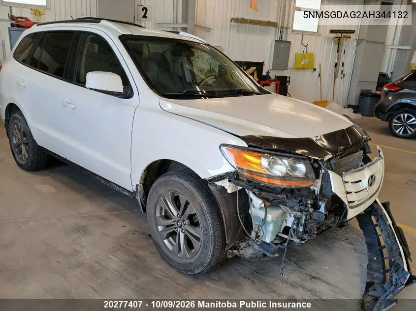 HYUNDAI SANTA FE 2010, VIN 5NMSGDAG2AH344132