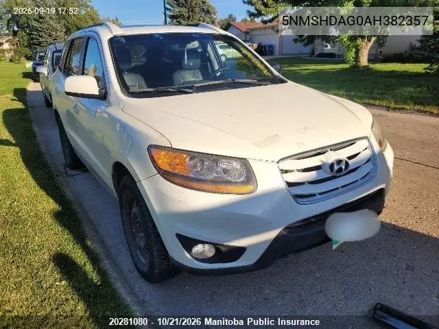 HYUNDAI SANTA FE 2010, VIN 5NMSHDAG0AH382357