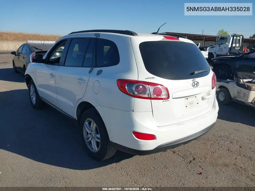 2010 HYUNDAI SANTA FE VIN 5NMSG3AB8AH335028 — фото 3