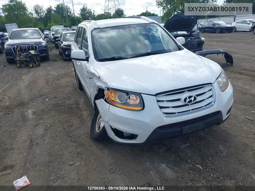 HYUNDAI SANTA FE 2011, VIN 5XYZG3AB1BG081978