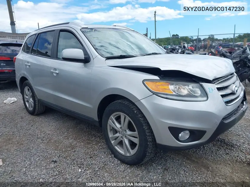 HYUNDAI SANTA FE 2012, VIN 5XYZGDAG9CG147230