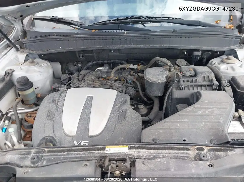 2012 HYUNDAI SANTA FE VIN 5XYZGDAG9CG147230 — фото 10