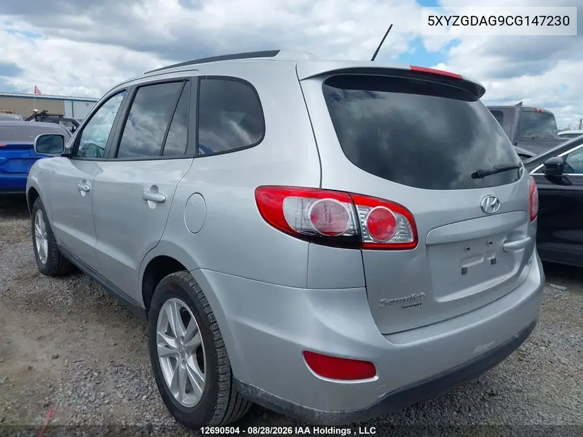 2012 HYUNDAI SANTA FE VIN 5XYZGDAG9CG147230 — фото 3