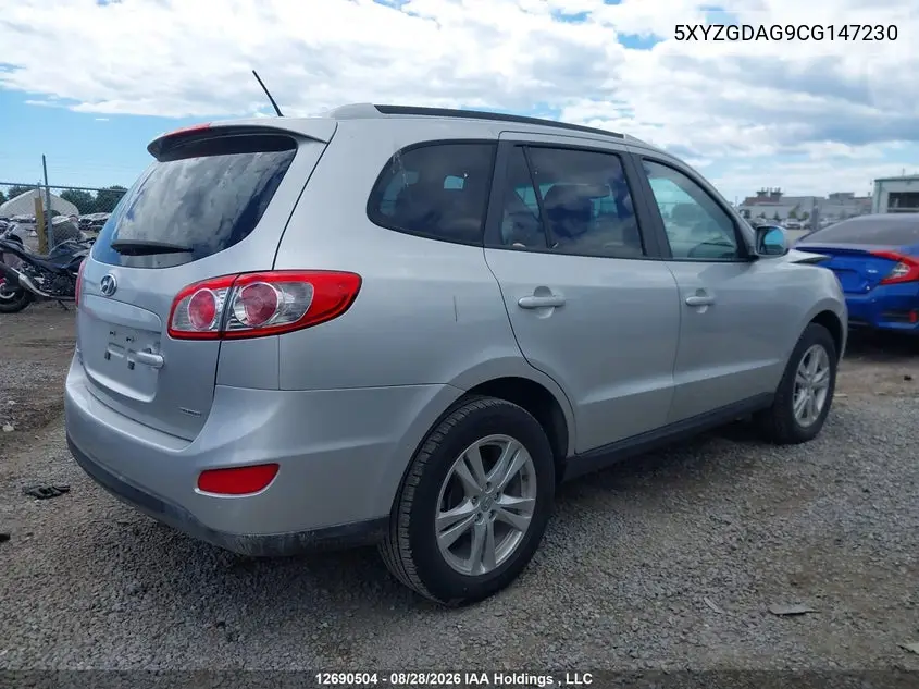 2012 HYUNDAI SANTA FE VIN 5XYZGDAG9CG147230 — фото 4