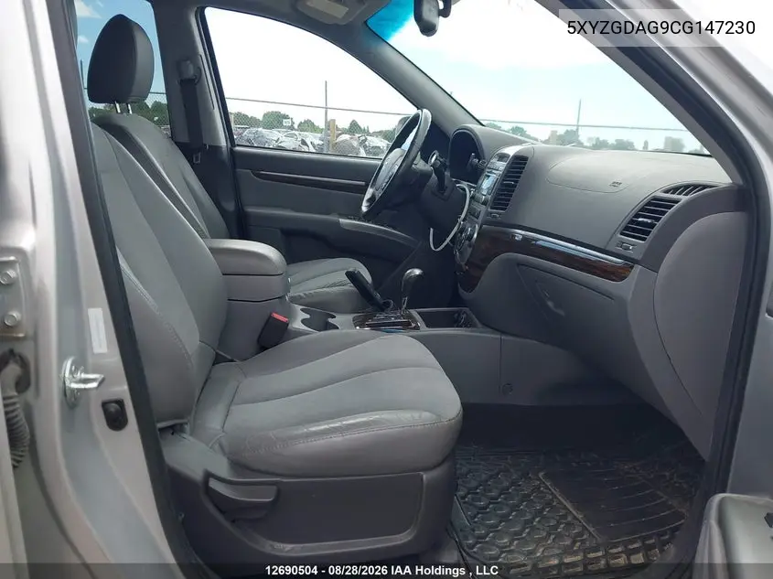 2012 HYUNDAI SANTA FE VIN 5XYZGDAG9CG147230 — фото 5