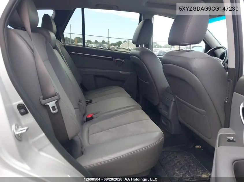 2012 HYUNDAI SANTA FE VIN 5XYZGDAG9CG147230 — фото 8