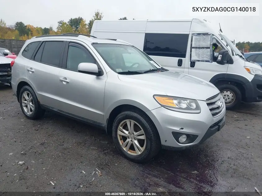 HYUNDAI SANTA FE 2012, VIN 5XYZKDAG0CG140018