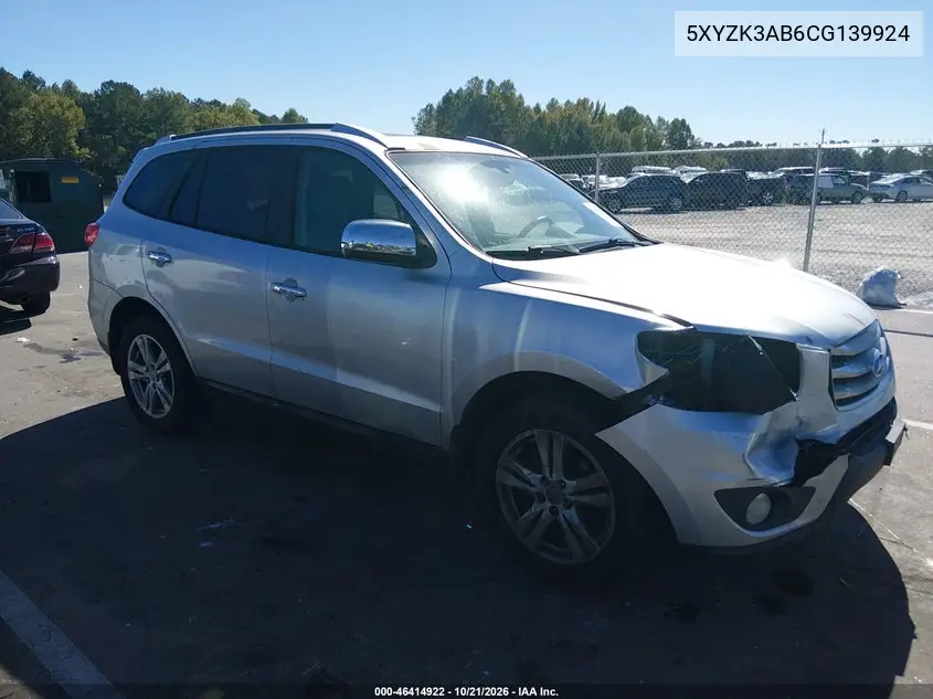 HYUNDAI SANTA FE 2012, VIN 5XYZK3AB6CG139924
