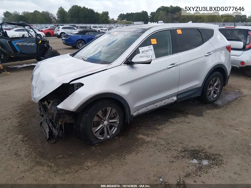 2013 HYUNDAI SANTA FE VIN 5XYZU3LBXDG077646 — фото 2