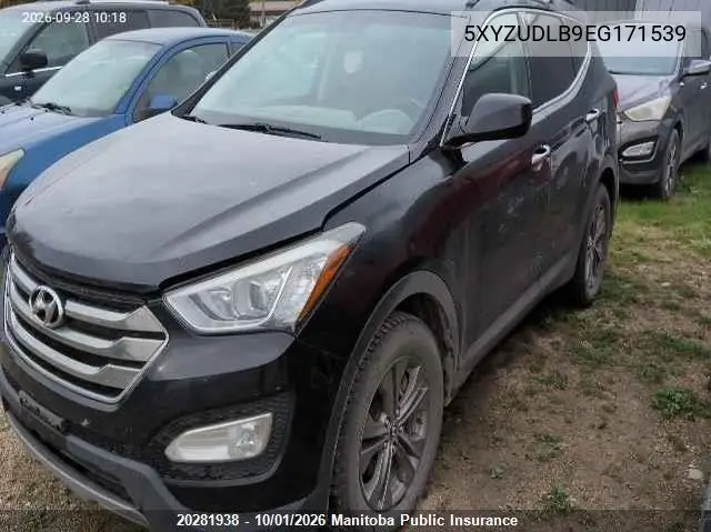 2014 HYUNDAI SANTA FE VIN 5XYZUDLB9EG171539 — фото 2