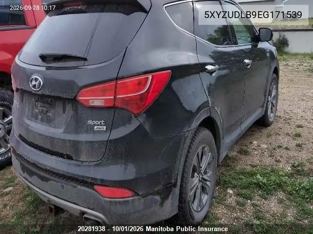2014 HYUNDAI SANTA FE VIN 5XYZUDLB9EG171539 — фото 4