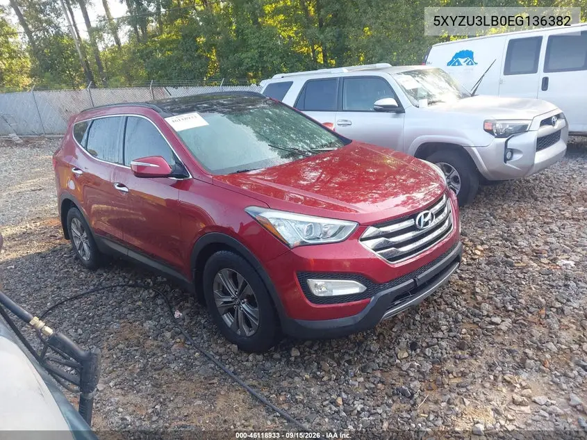 HYUNDAI SANTA FE 2014, VIN 5XYZU3LB0EG136382