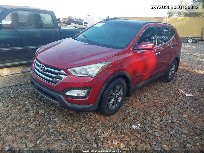 2014 HYUNDAI SANTA FE VIN 5XYZU3LB0EG136382 — фото 2